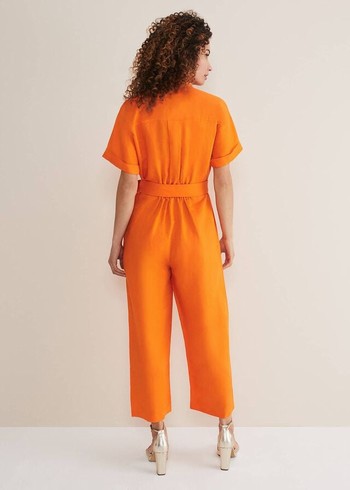 Phase Eight Pria Linen Jumpsuit Orange USA | 0549187-TI